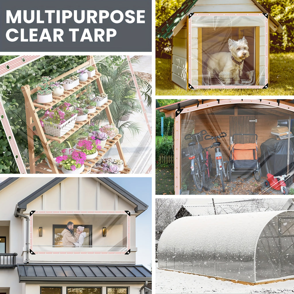 Heavy Duty Clear Waterproof Windproof Tent Cloth - Attached Loops, Ropes And Ties for Outdoor Use - Perfect for Patios, Chicken Coops, Porch Awnings, Plant Covering And Camping