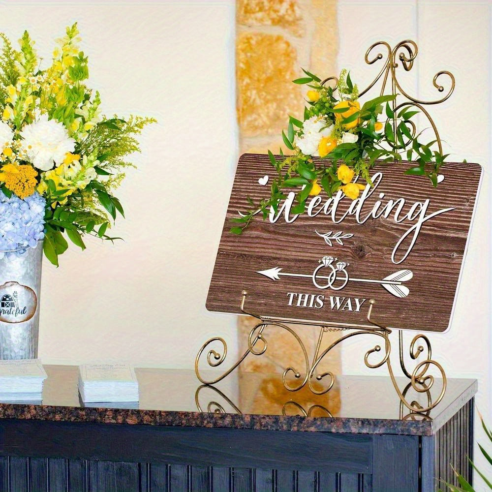 3pcs Durable Hollow Board Wedding Direction Signs with Stakes, Printed, Outdoor Lawn and Garden Decorations, Arrow Design, No Electricity or Feathers Required