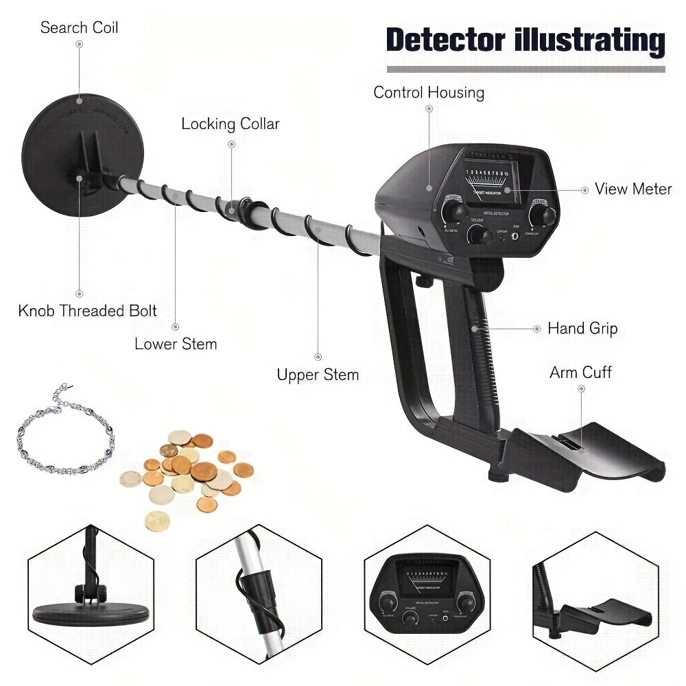 LCD Metal Detectors Golden Digger Deep Sensitive Hunter Coil Searcher, Adjustable High-Sensitivity Coil Golden Digger Deep Search Metal Detector - Accurate Treasure Hunter For Beginners And Professionals - Suitable For Finding Lost Jewelry And Coins