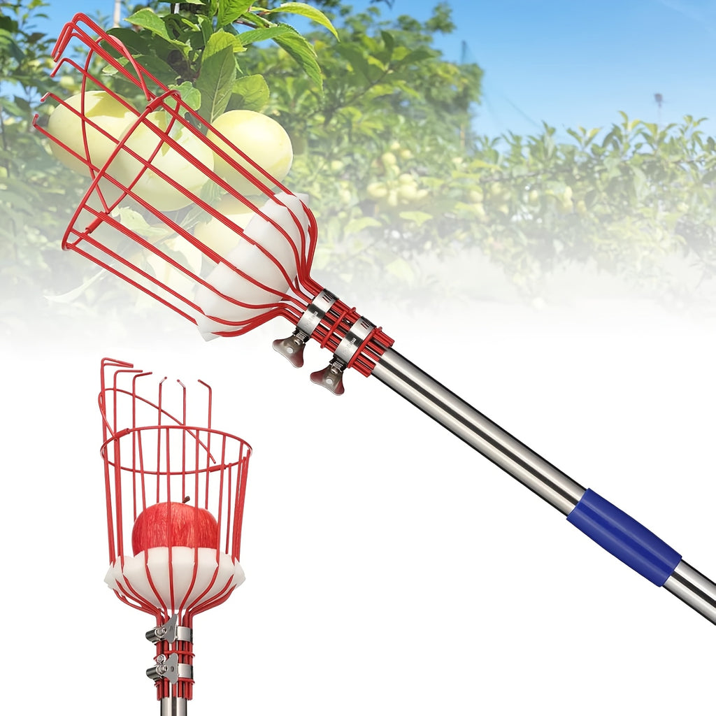 YEYEBEST Fruit Picking Tool, Fruit Picking Pole with Basket Height Adjustable, Mango, Lemon, Orange, Apple Picker, Fruit Catcher Tree Picker for Obtaining Fruit