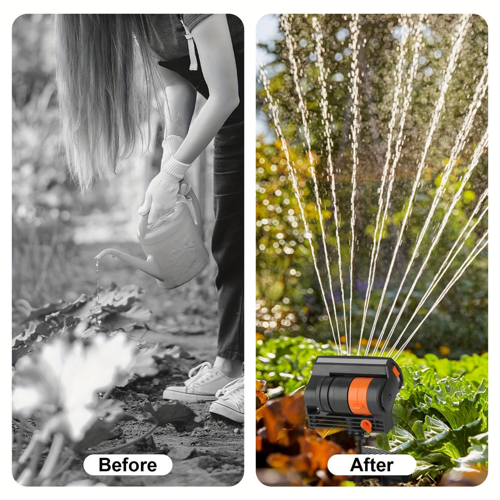 16-Hole Automatic Oscillating Sprinkler, Swing Sprinkler with Adjustable Spraying Range And Water Flow, Irrigation Tool for Garden And Agricultural Use