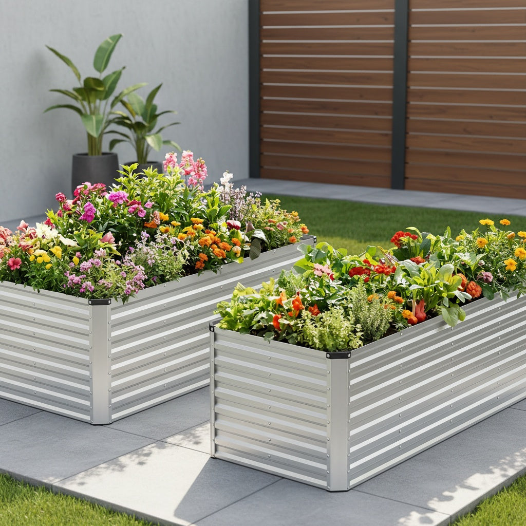 Raised Garden Bed 8x4x2ft, Galvanized Steel Planter, Easy Assemble Outdoor Metal Kit with Metal Corners for Vegetables, Herbs, Flowers