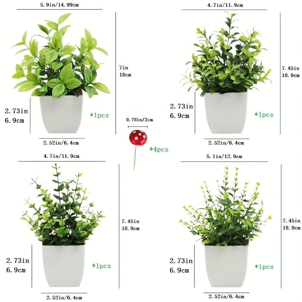 4 Pack Simulation Plant Mini Artificial Eucalyptus Potted Plant, Suitable for Home, Indoor Office Desks, Rooms, Bathrooms, Thanksgiving, Blackfriday, Christmas, New Year Decoration