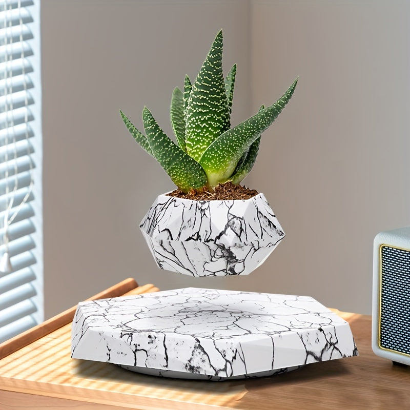 Floating Plant Container, Hovering Planter for Small Plants. Suspended Decoration for Home And Office. Magnetic Levitation Flower Pot, Distinctive Gifts for Christmas And New Year. Gardening Gift for Home Decor