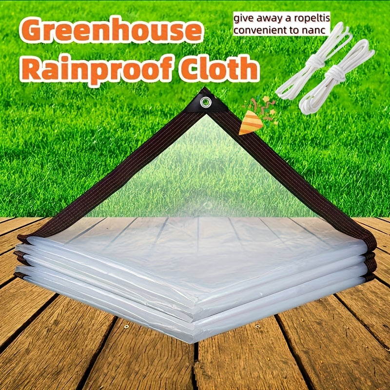 Heavy Duty Transparent Vinyl Waterproof Tent Cloth Set - Complimentary Reinforced Ropes And Metal Rings! Professional Grade Windproof And Waterproof Material, Suitable For Yard Shading, Chicken Coop Protection, Porch Awnings