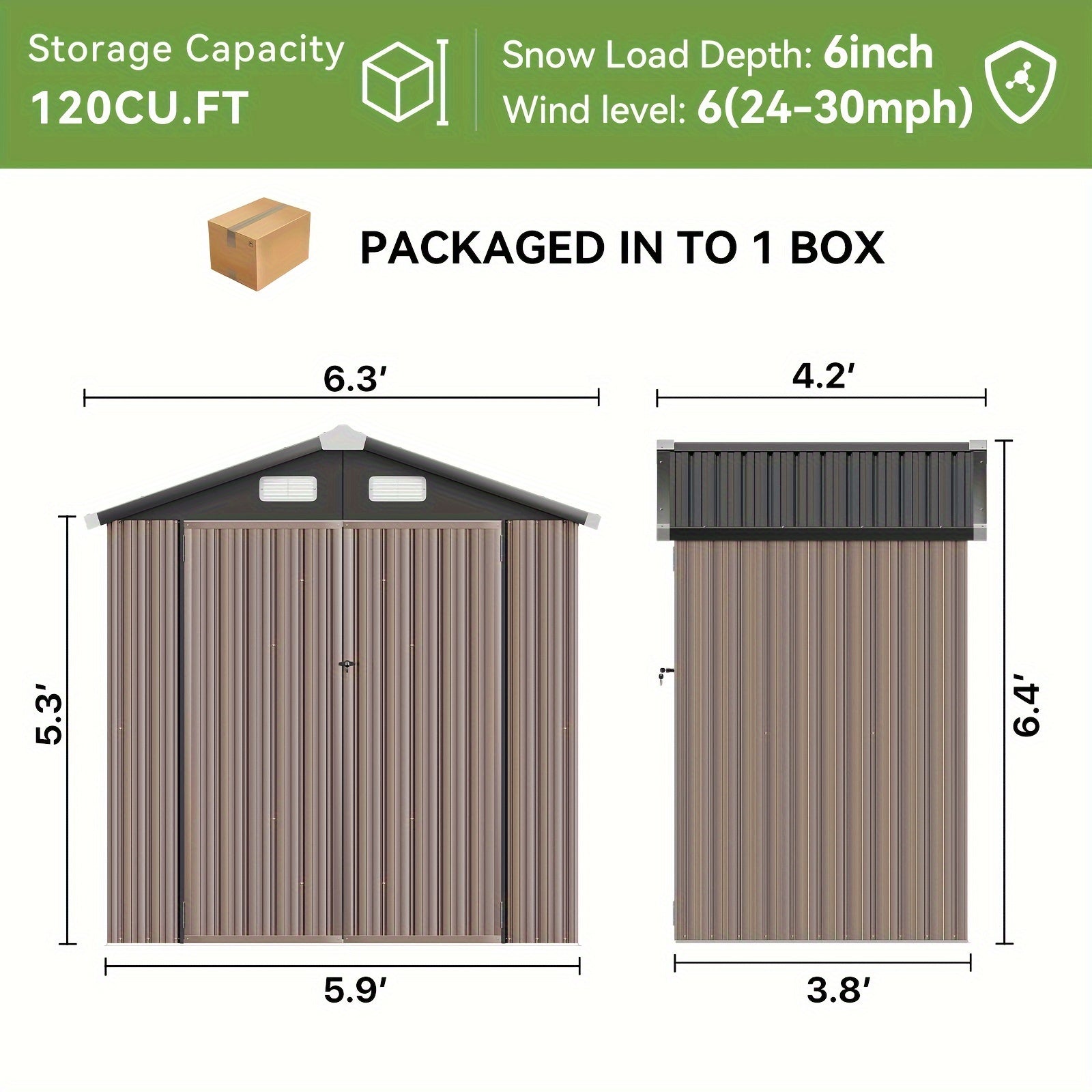 6X4 FT Outdoor Storage Shed, Metal Garden Shed with Lockable Doors, Sloping Roof, Ideal for Backyard, Patio, Poolside - Plastic, Tool, And Small Shed for Outdoor Storage