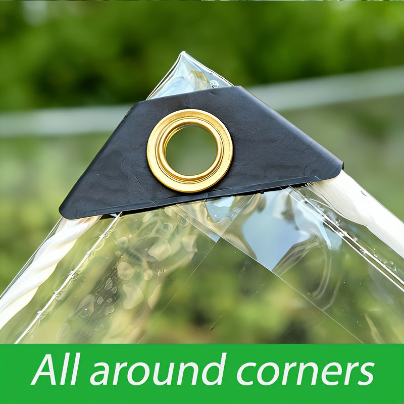 [Windproof Outdoor Tarpaulin] Heavy-Duty Transparent PVC Tarpaulin - Windproof And Dustproof, Tear-Resistant with Golden Reinforced Copper Eyelets - Perfect for Outdoor Use - Ideal for Patios, Chicken Coops, Porch Awnings, Plant Covers, And Camping