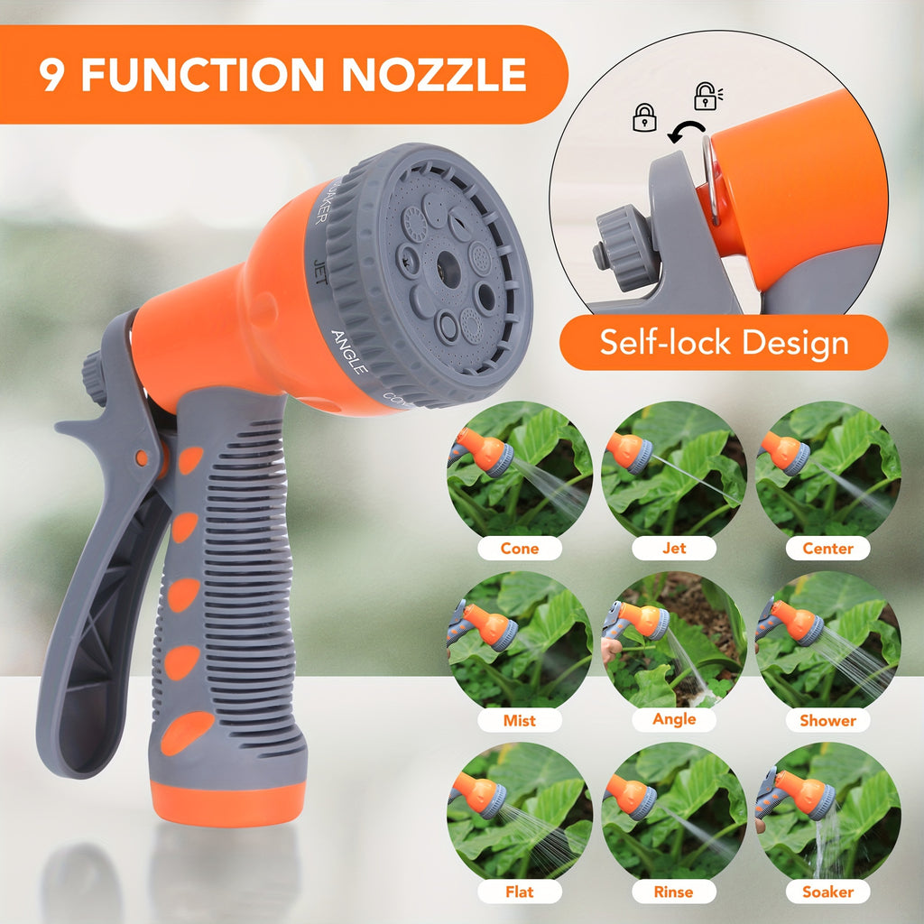 1pc EUKER Automatic Garden Hose Reel with 9-Function Sprayer, 180° Swivel, Automatic Rewind & Slow Return System, 100ft/28+2m Length, 1/2" Hose, 1/2" Hose Reel