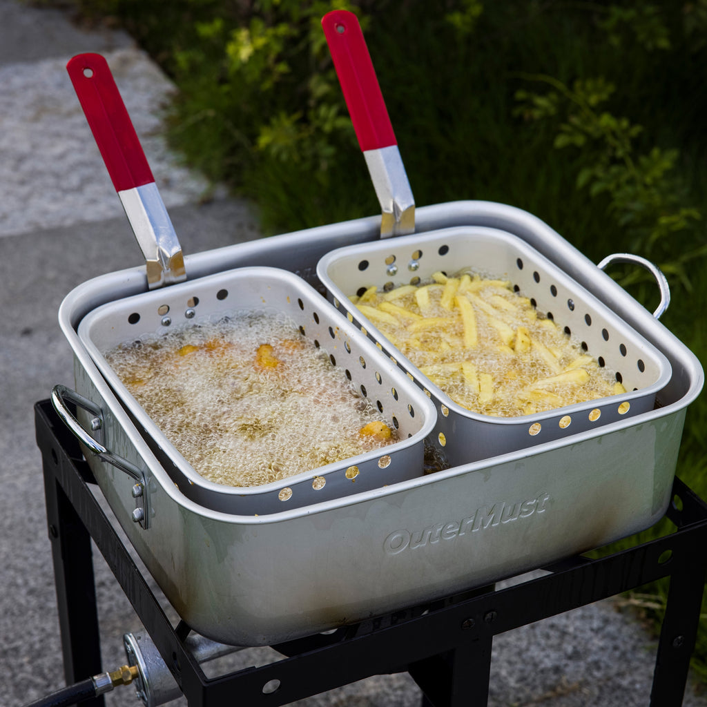 Outermust 18 Qt Outdoor Deep Fryer, 58000 BTU Heavy Duty Fish Fryer Featuring 2 Baskets, Perfect for Outdoor Cooking, Grilling, BBQ Gatherings & Camping
