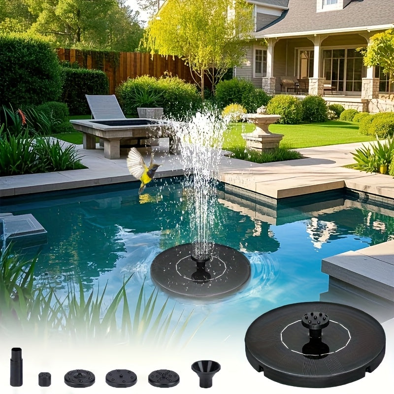 1W/1.5WSolar Polysilicon Panel Fountain Pump, Diameter 13cm, IPX8 Free Standing Floating Solar Powered Water Fountain Pump, 8 to 20 Inches Water Spray, Outdoor Watering Submersible Pump for Pond, Pool, Garden, Fish Tank, Yard, Birdbath
