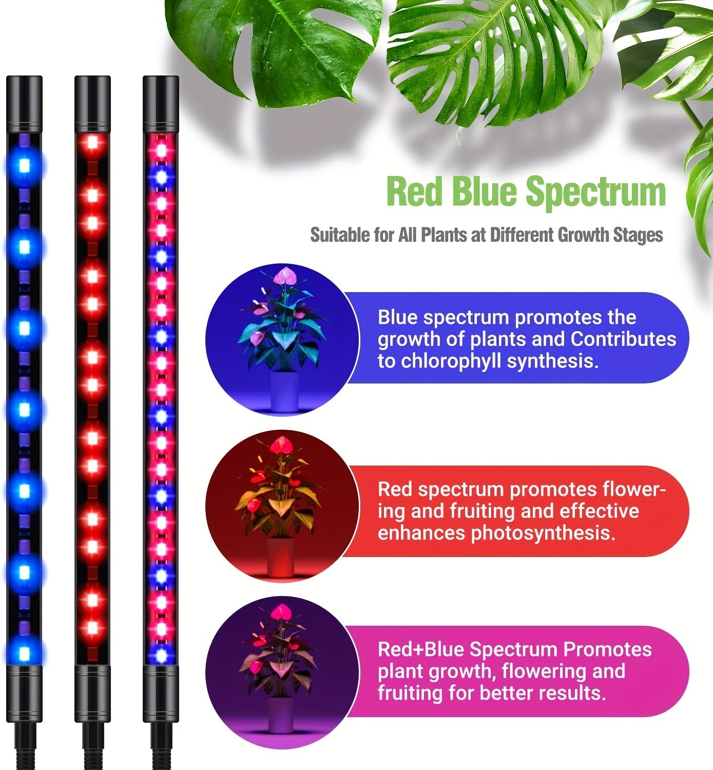 Grow Lights For Indoor Plants, 5 Heads Red Blue White Full Spectrum Plant Light With 29-61" Adjustable Tripod Stand, Indoor Grow Lamp With Remote Control And Auto On/Off Timer Function, Wireless Remote Control, Wired Lights