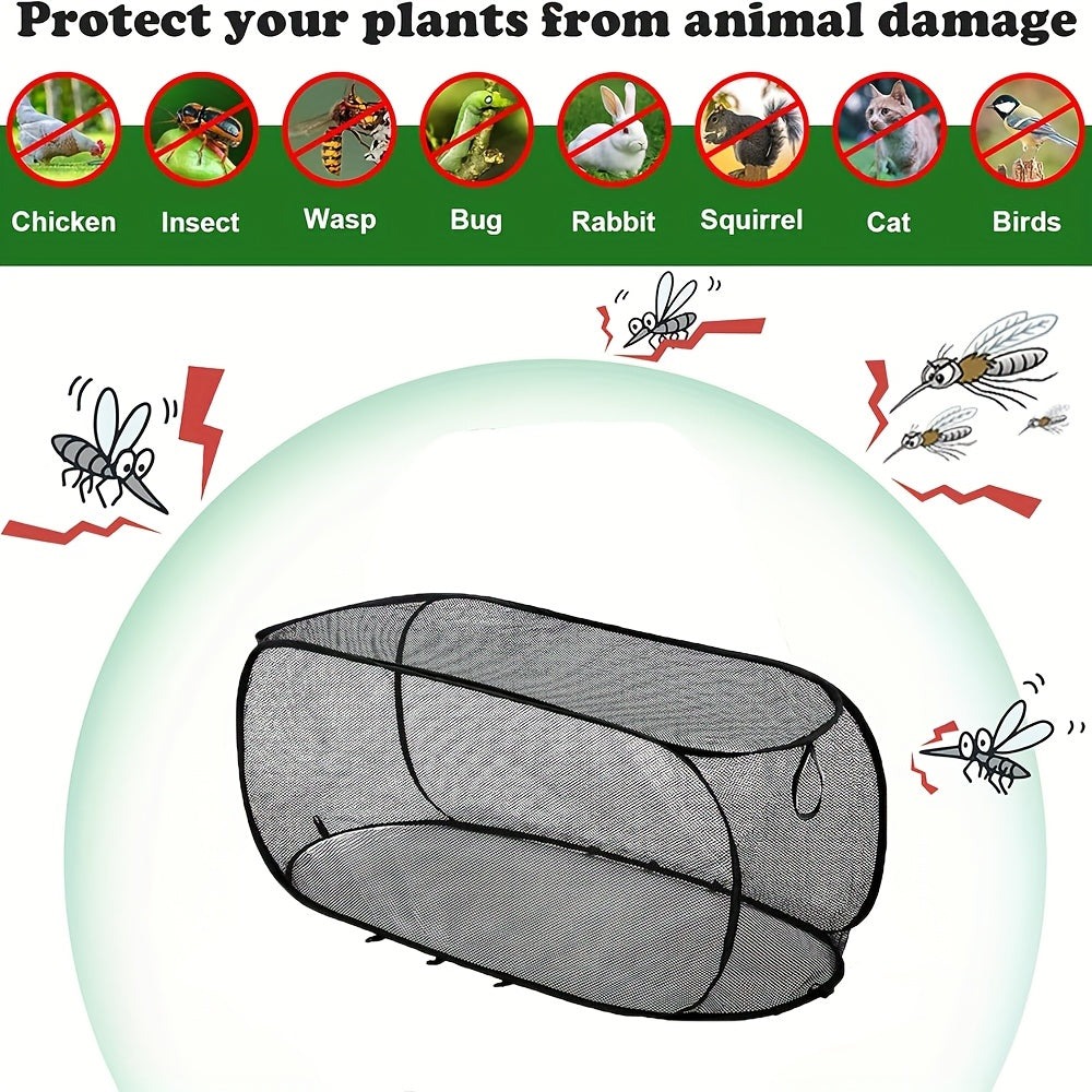 Foldable Pop-Up Mesh Plant Greenhouse Cover | Protective Cage with 4 Ground Stakes, Material, Strong And Durable Raised Bed Netting for Animal And Insect Barrier, Ideal for Fruits, Vegetables, And Seedlings, Reusable
