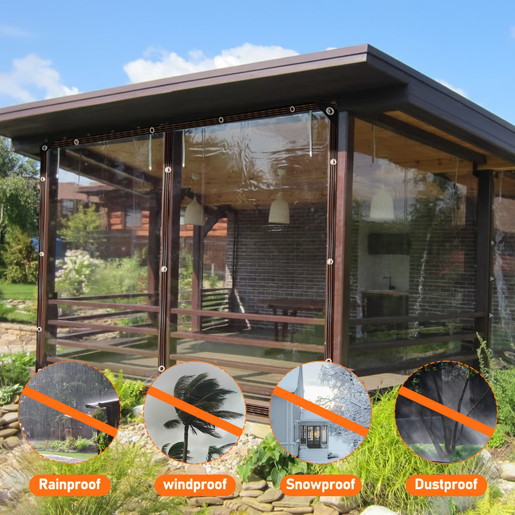 1/2pcsClear Waterproof Tarps with Grommets, Outdoor Garden Rainproof Covering Clear PVC Vinyl Tarp with Clear Tarps for Patio, for Covering Henhouse Porch Canopy Plant Camping