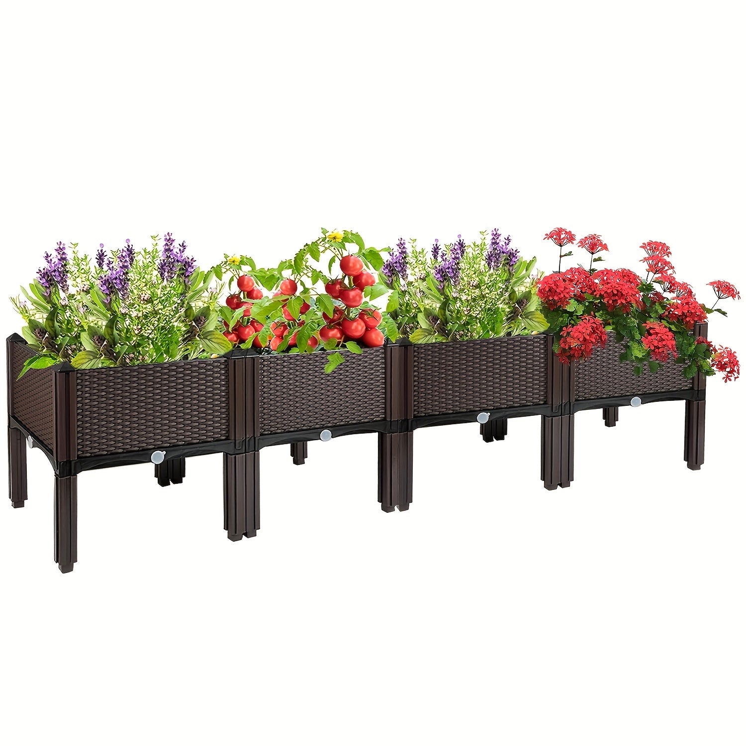 Raised Garden Bed, Square Raised Vegetable Planter with Drainage System, Suitable for All Weather, Balcony Planting Box Pot Garden, Lawn, Flowerpot, Pastoral Tools And Lawn Care Balcony Vegetable Planting Box Tree Box Flower Pots Gardening