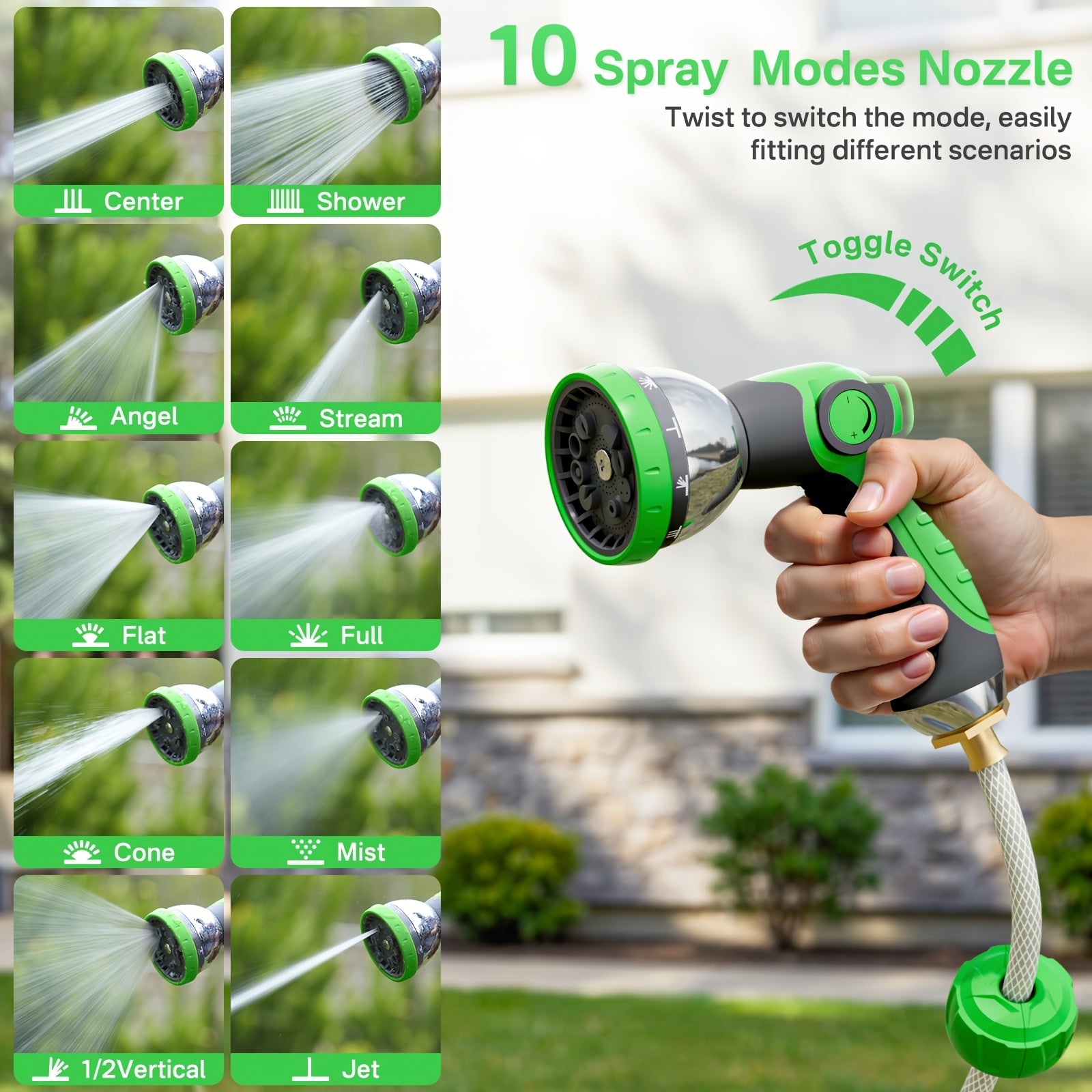 100ft/150ft Retractable Garden Hose Reel, Heavy-Duty Wall Mounted Water Hose with Any-Length Locking System, 10 Spray Modes Adjustable Nozzle, 180° Swivel Bracket, Auto Rewind for Gardening, Car Wash & Patio Cleaning.
