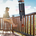 37-Inch Deep Tone Wind Chime Black Aluminum Patriotic Outdoor Garden Decoration with Red Accents Perfect for Weddings Birthdays Housewarming Parties And General Use No Power Required Wind Chimes for Outside