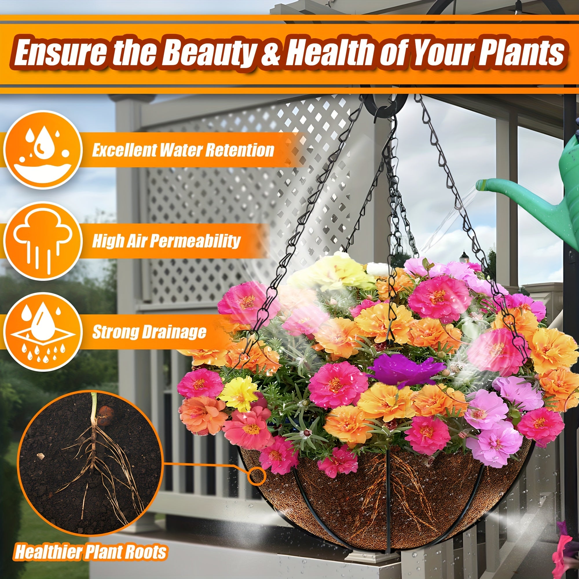 4PACK/6PACK 12/14/16/18 Inch Round Coconut Plant Liners, Hanging Baskets Inserted Into POTS, Suitable For Yard Garden Growers