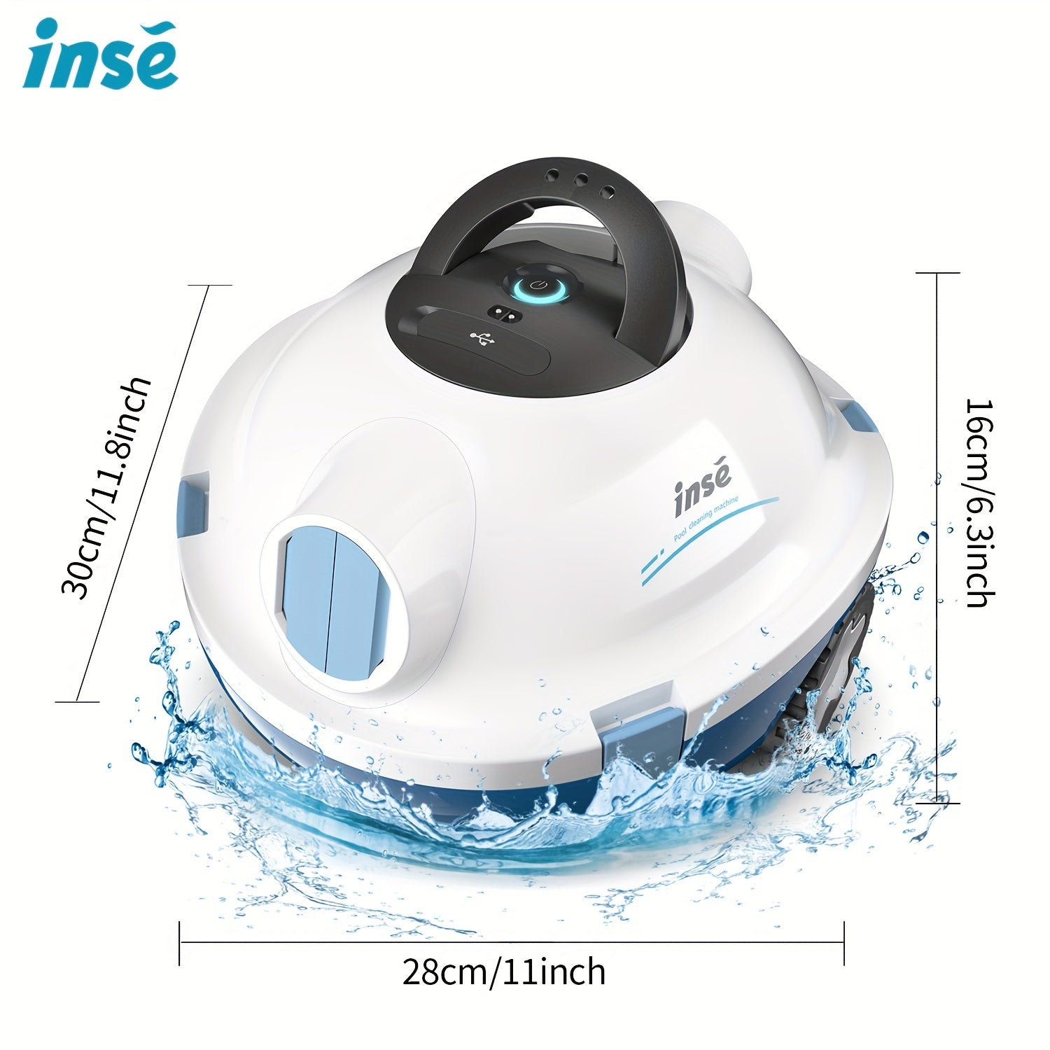 INSE Y10 Cordless Robotic Pool Cleaner, Pool Accessories, Pool Must Haves Automatic Vacuum, 90-Minute Runtime, Waterproof Rating:IPX8,Self-Parking, Lightweight, Ideal for Flat Above/In-Ground Pool Up to 65 Feet/1100 Sq.Ft