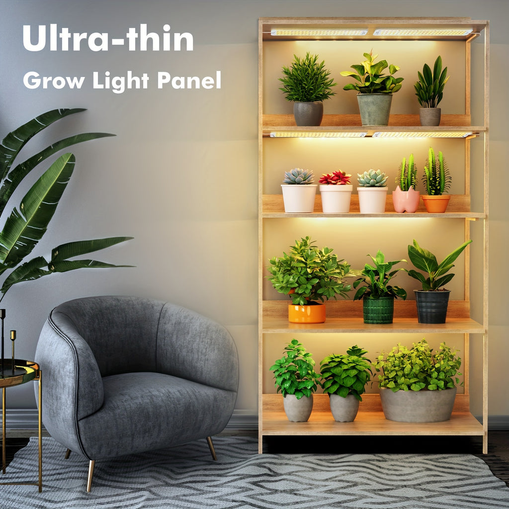 Grow Lights for Indoor Plants, Full Spectrum Ultra-Thin Sunlike Light Grow Light Panel with 3/6/12H Auto On/Off Timer for Hydroponics, Seedlings, Succulents, Veg, Flowers & Etc, Easy to Assemble, 4/2pcs Max Light Output: 210 Lumens