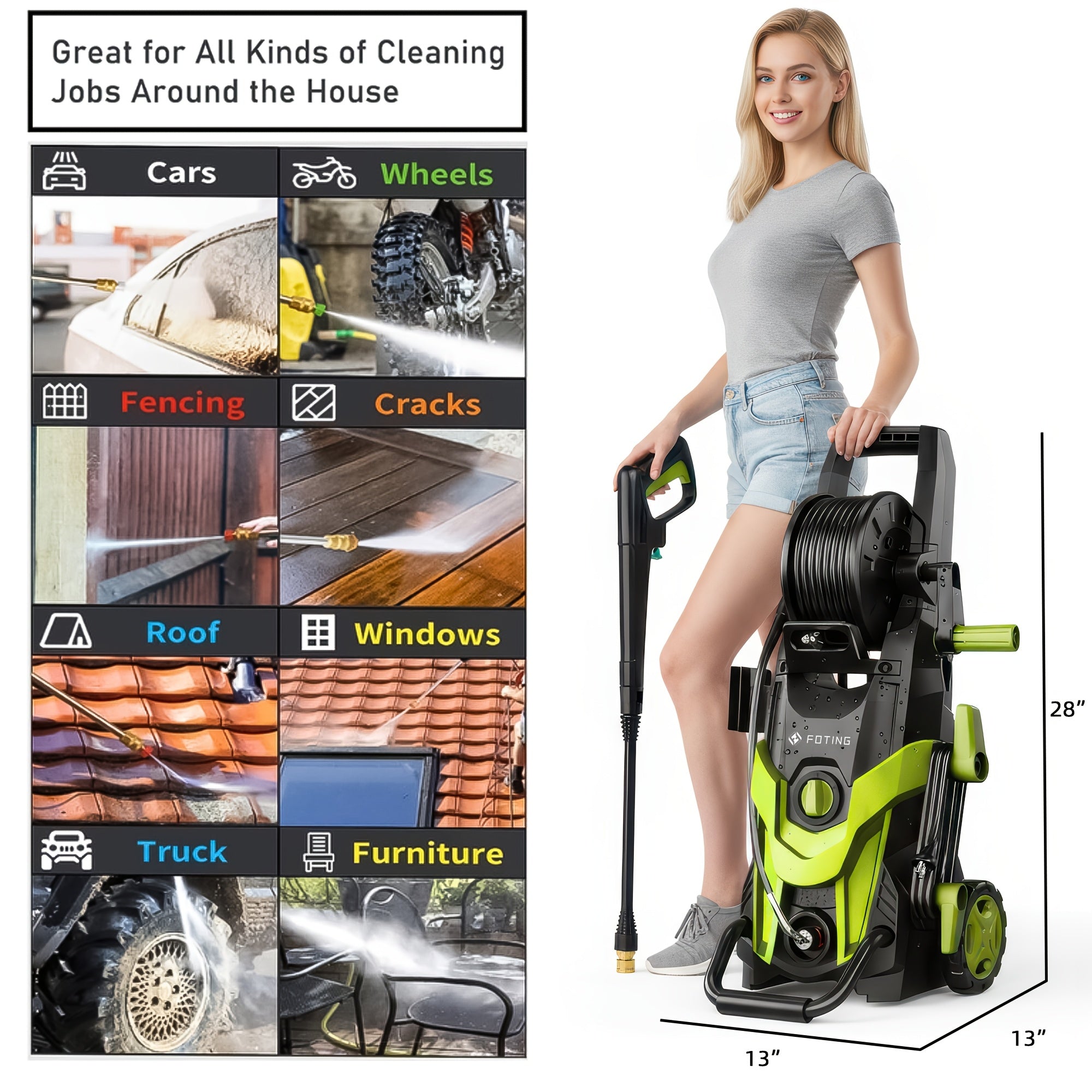 2026 New Electric Pressure Power Washer 4500PSI with 4 Quick Connect Nozzles, Inlet Hose And Filter, Foam Cannon for Cars/Fences/Patios/Home Cleaning/Pix5