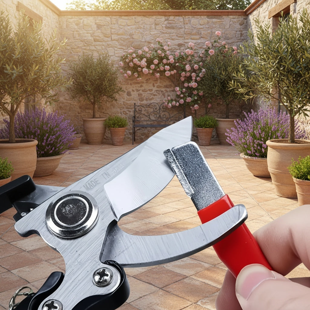 5pcs Heavy Duty Garden Pruning Shears Set with Stainless Steel Blades - Ambidextrous Handheld Scissors, Bypass & Secateurs, Includes Ergonomic Orange Handles and Storage Bag for Lawn and Tree Care