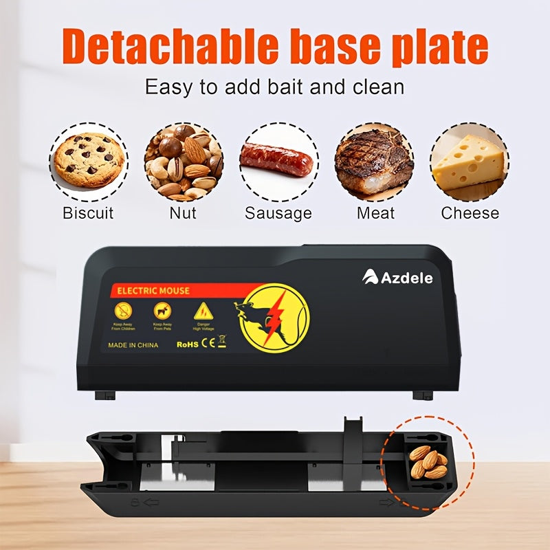 AZDELE Electric Mouse Trap, Suitable for Indoor And Outdoor Use, Reusable, 2800V Instantly Kilmice, Effectively Controls Pests, And Provides Quick Extermination. Suitable for Homes, Living Rooms, Kitchens, Garages, Yards, Etc.