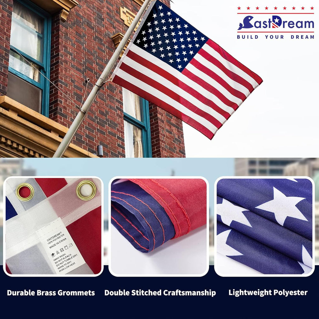 4Packs American US Flag 3x5Ft, Vibrant Color And Fade Resistant US Flags For Outside 3x5 Ft Flags Stitched Long Lasting Polyester With Durable Brass Grommets USA Flag