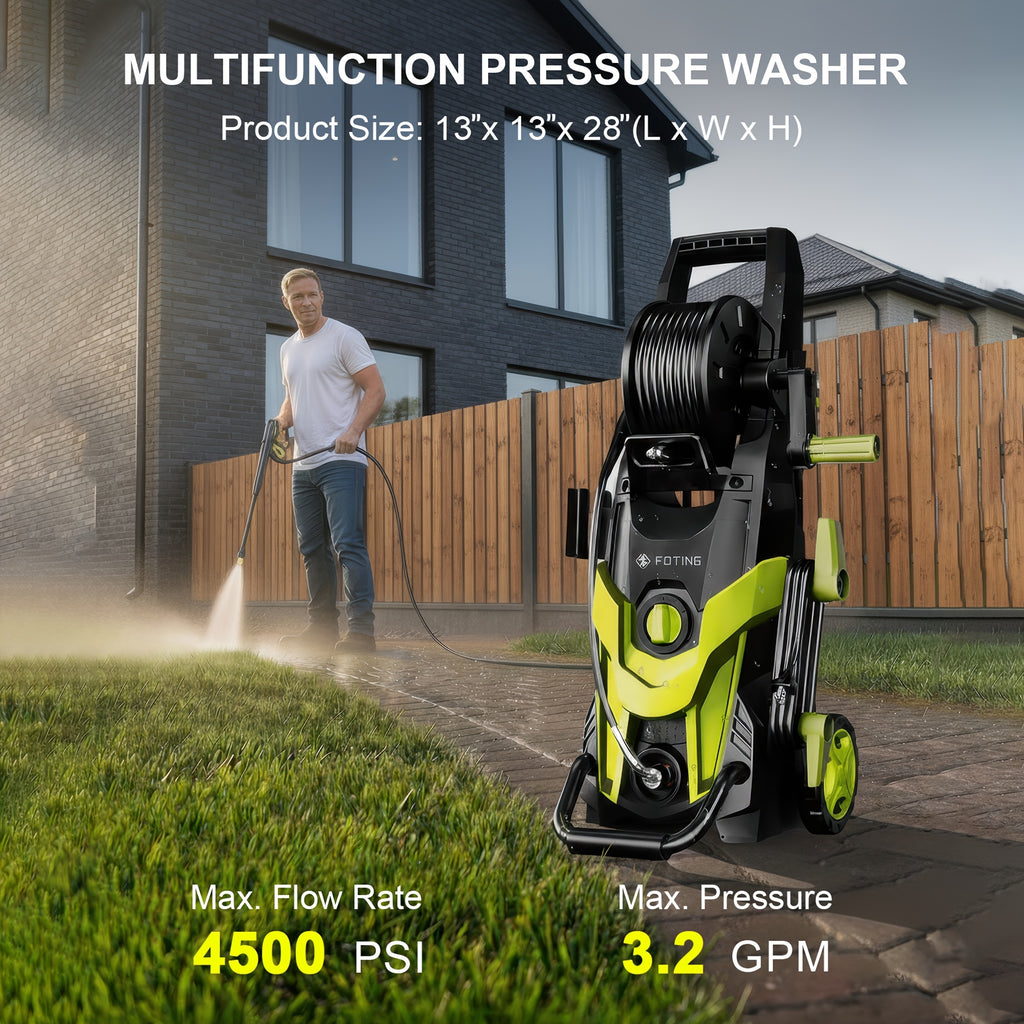2026 New Electric Pressure Power Washer 4500PSI with 4 Quick Connect Nozzles, Inlet Hose And Filter, Foam Cannon for Cars/Fences/Patios/Home Cleaning/Pix5