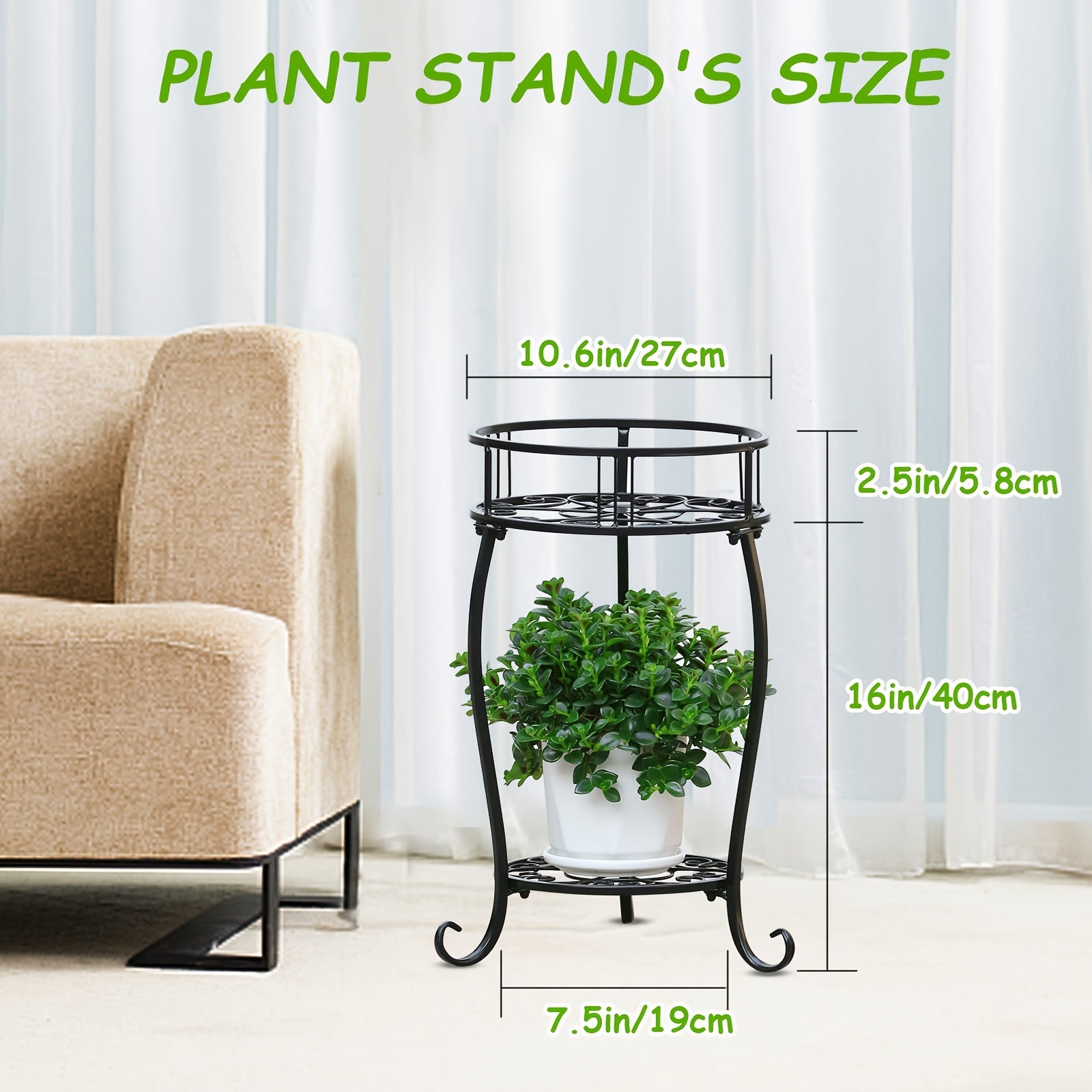 Potted Plant Stand 2 Tier Metal Flower Pot Stand Anti-Rust Heavy Duty Plant Holder Shelf for Home Indoor Outdoor (Patent Number: D966732)