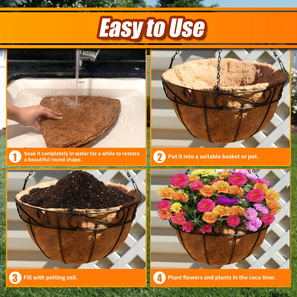 4PACK/6PACK 12/14/16/18 Inch Round Coconut Plant Liners, Hanging Baskets Inserted Into POTS, Suitable For Yard Garden Growers
