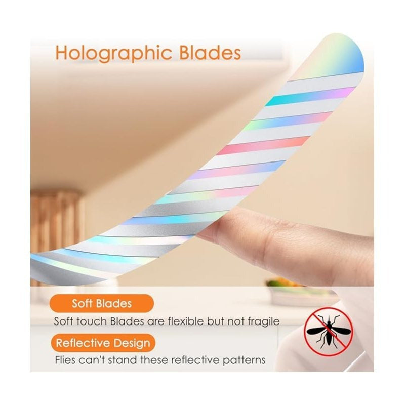 Fly Fans for Tables, Fly Fan for Indoor Outdoor Tables Battery Powered Fly Swatter Fan to Keep Flies Away with Holographic Blades for Home Party Outside Picnic, 6 Pack