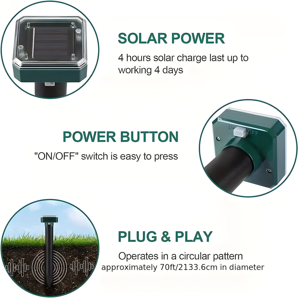 1/4/10pcs Ultrasonic Mouse Repellent Solar Device for Preventing Moles, Ground Squirrels, Field Mice, Lawn Garden Courtyard - to Repel Moles, Rats, Rodents
