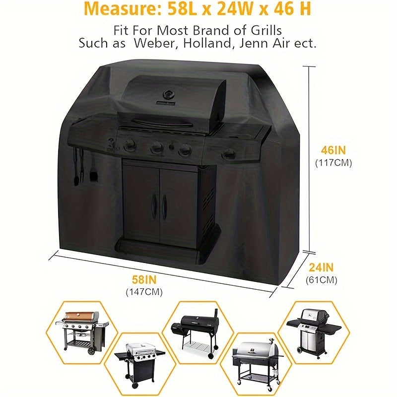Full Coverage Waterproof BBQ Grill Cover Garden Furniture Covers Patio Furniture Cover- Dustproof And Durable Oxford Fabric, Ideal For Outdoor Patio Garden Grills Windproof Tear- With Strap Fastening Design, Fits Most Standard Grills 58*46*24 inch
