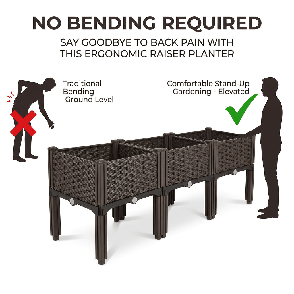 Raised Garden Bed, Square Raised Vegetable Planter with Drainage System, Suitable for All Weather, Balcony Planting Box Pot Garden, Lawn, Flowerpot, Pastoral Tools And Lawn Care Balcony Vegetable Planting Box Tree Box Flower Pots Gardening