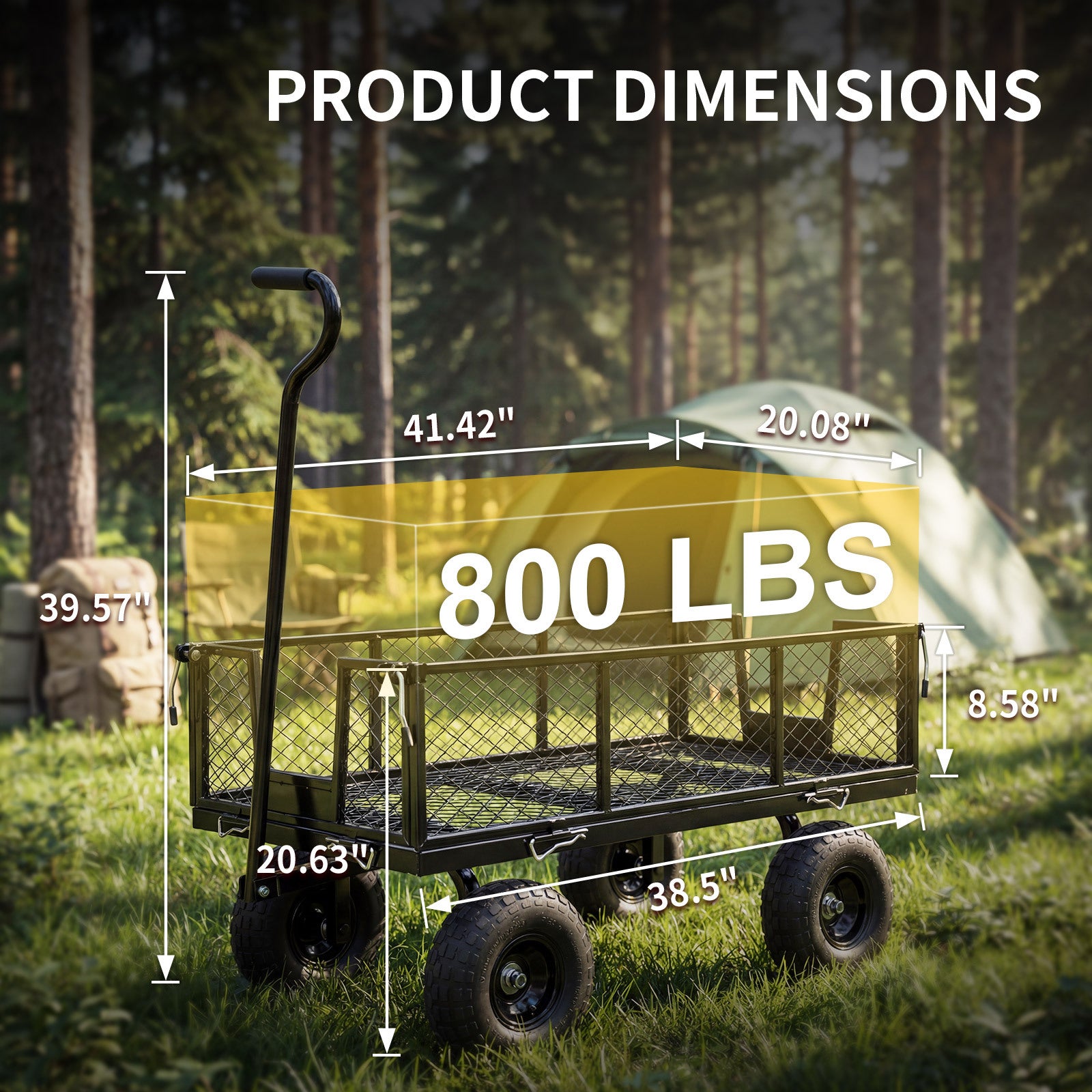 NorthSky Heavy Duty Garden Cart - 800lbs Load Capacity with 180° Rotating Handle, 10" All-Terrain Tires, Removable Sides for Easy Hauling, Off-Road Garden Wagon for Yard Work, Outdoor Utility Cart