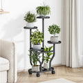 Sturdy Plant Display Rack Suitable for Both Indoor And Outdoor Use, Featuring Wheels for Easy Mobility. This Heavy-Duty Metal Shelf Is Designed to Hold Various Plants, Making It Perfect for Patios, Corners, Gardens, Living Rooms, And Balconies