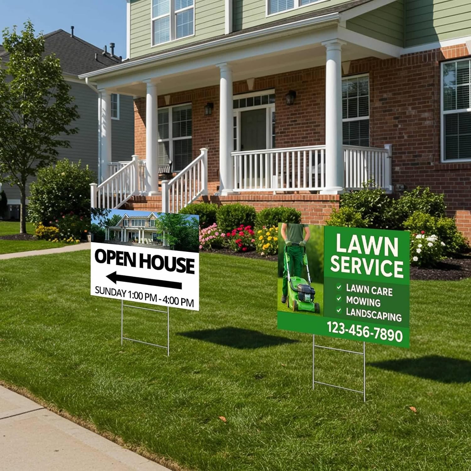 【2D Flat】 Custom Yard Sign 6 Pack - 18"x24" Corrugated Plastic (4mm) - Single Sided, Design with Your Image Includes Metal H-Shaped Stake for Outdoor Use: Event, Advertising, Professional, Weatherproof Signage