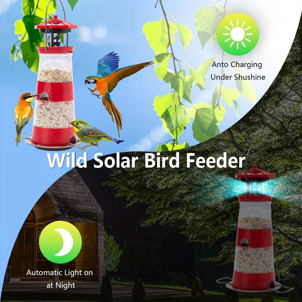 Solar Bird Feeder Lighthouse Hanging Outdoor Birdfeeder Garden Lantern LED Lights Backyard Decor Patio Gifts for Bird Lovers