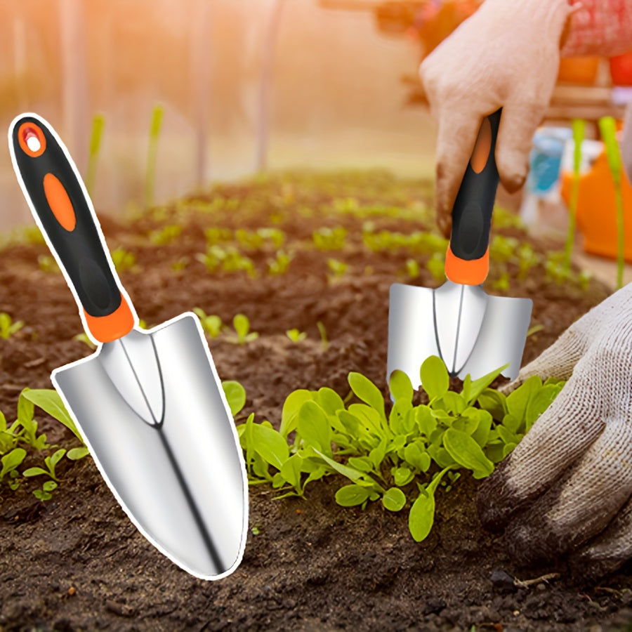 Garden Tool Set, Stainless Steel Heavy Duty Gardening Tool Set, Heavy Duty 10pcs Yard Tools with Non-Slip Handles, Gift Tote Bag Included, Halloween, Christmas Gifts