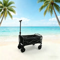 Heavy Duty Foldable Wagon Cart, 650LBS Load Bearing, Stainless Steel Frame, 600D Oxford Fabric, All Terrain Utility Cart with Swivel Wheels And Adjustable Handle, Multipurpose Portable Cart for Camping, Beach, Gardening Cart