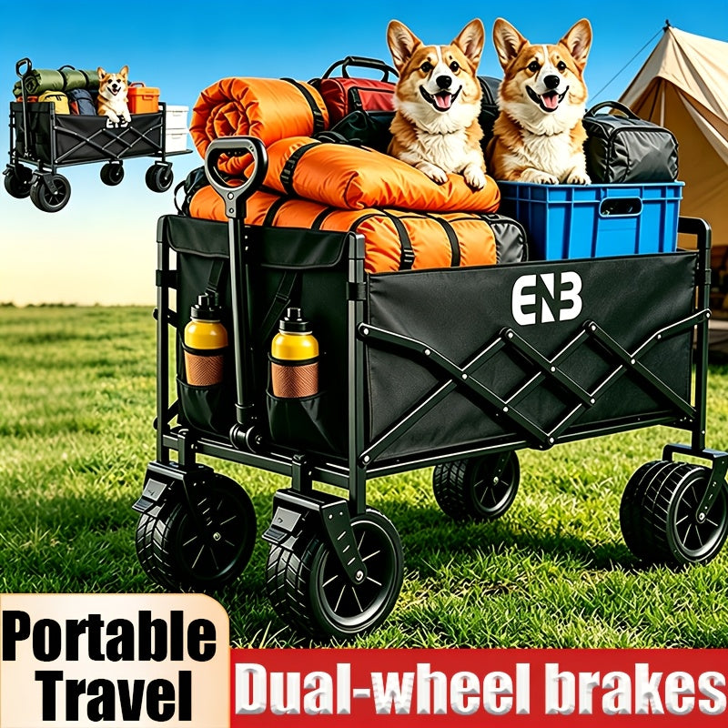 400-980 Lbs Foldable Extra-Large Travel Cart 1 Multi-Purpose All-Terrain Foldable Portable Hand Cart Features All-terrain Wheels And 600D Oxford Fabric Construction Ideal for Camping, Gardening, Beach Trips, Shopping, Toy Storage, And Transportation