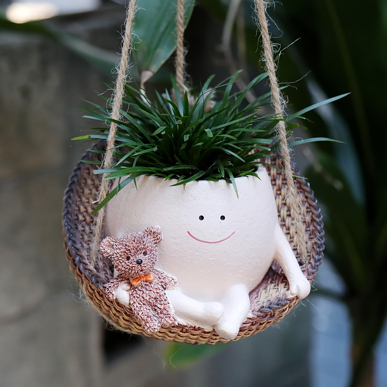 Hanging Planters With Smiling Face And Bear For Indoor Plants, Unique Funny Flower Pots Cute Decorative Garden Planters For Home Office Unique Plant Gifts For Mom