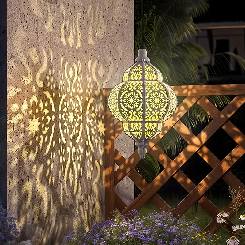 27.17 Inch Outdoor Hanging Lantern - Metal Light Fixture Ideal for Garden, Patio, Porch, Lawn, And Deck - Removable Solar Panel, Oil-Rubbed End, Ceiling Or Pendant Installation