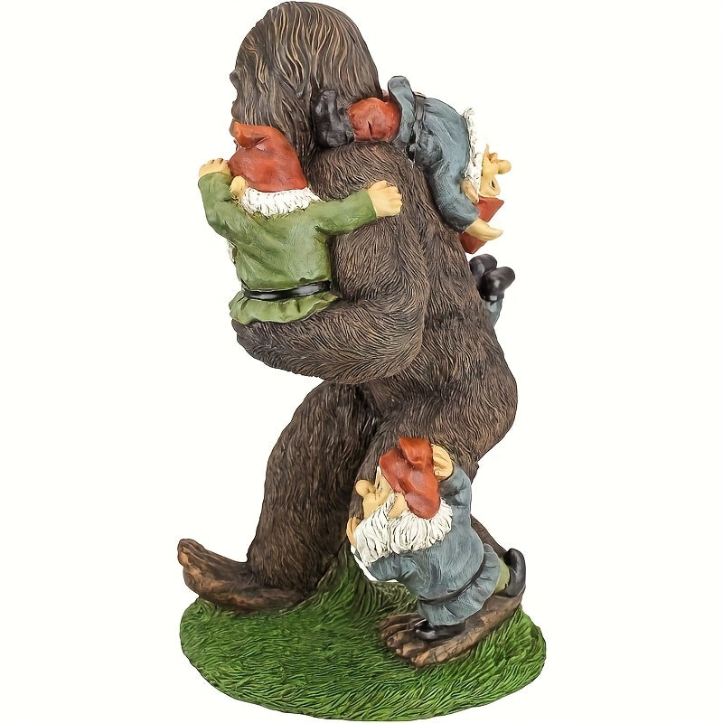 Garden Gnome Bigfoot Snowman Indoor/Outdoor Garden Statue, 8 Inches Tall, Hand-cast Resin, Fully Painted Finish Christmas Snowman Gnome And Bigfoot