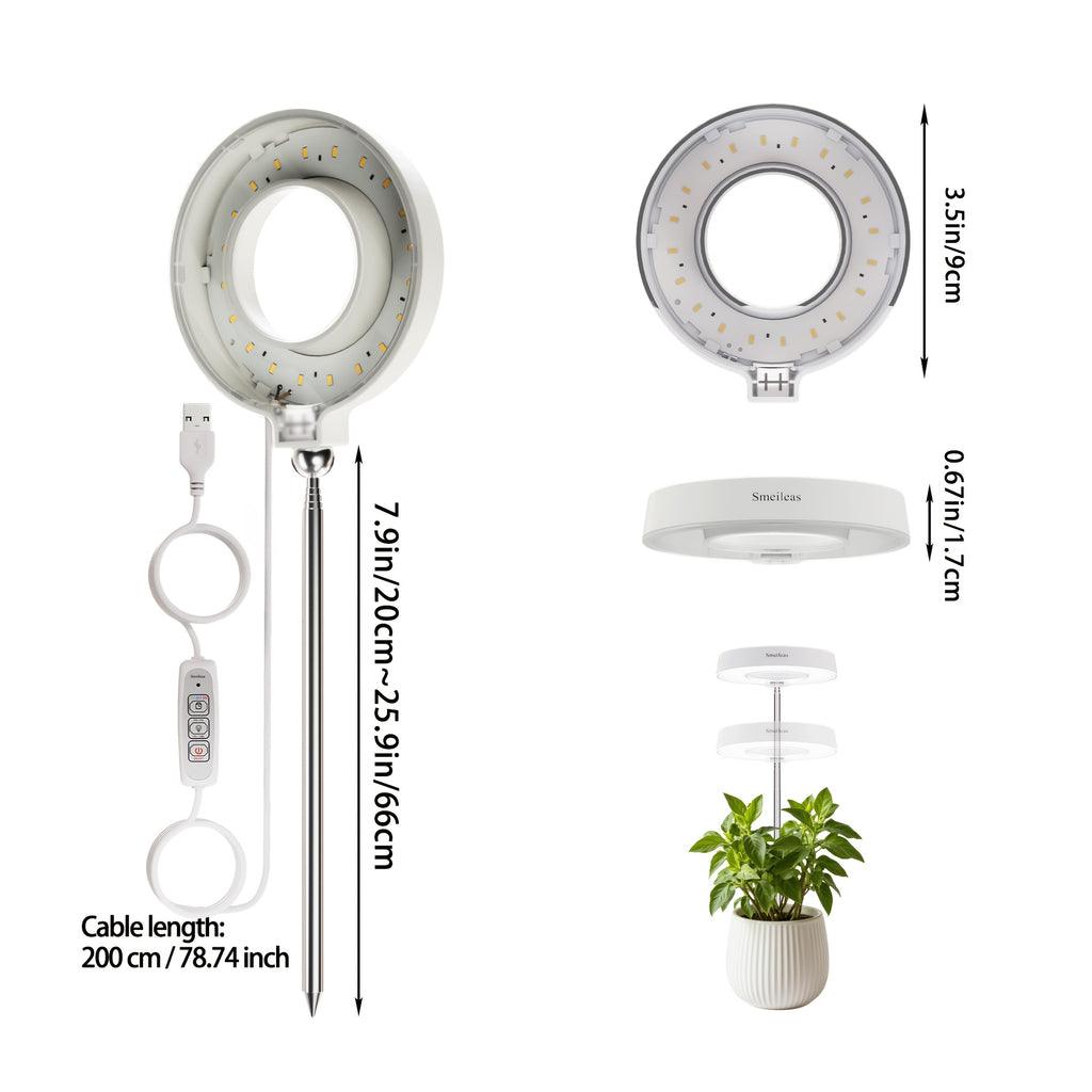 [3pcs Grow Light] Smeileas Adjustable Brightness Lamp, Full Spectrum Grow Light with Auto On/Off 3/6/9H Timer, Height Adjustable for Plant Enthusiasts, Indoor Gardening., Grow Light for Indoor Plants, Plant Growth Lamp, Plant Stand with Grow Lights