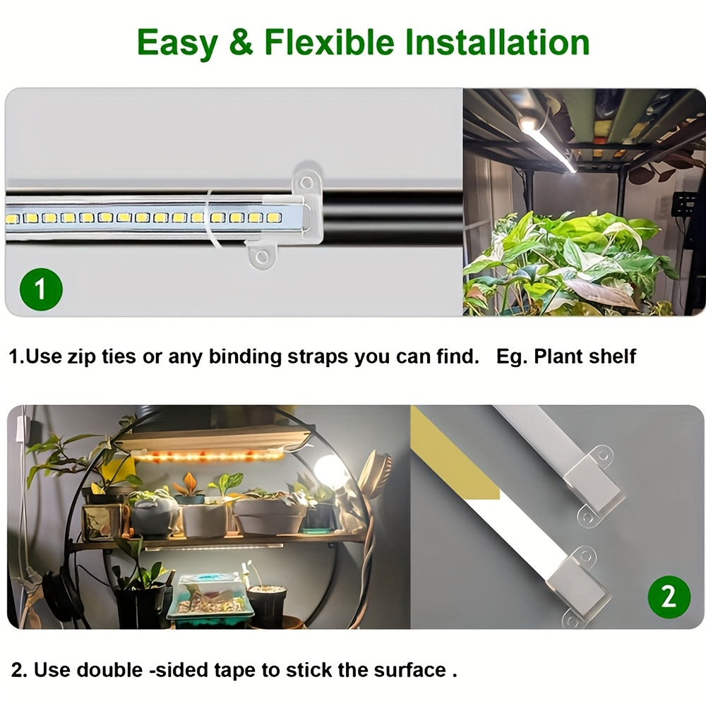 [Full Spectrum] 4 Strips Grow Lights 3500K White Full Spectrum LED Growing Light for Under Cabinet Plant, Indoor Plants, Mini Bonsai, Small Plants, Hydroponics Succulent, 10 Levels Dimmable & Timer 3/9/12Hrs, USB Powered 5V Low Safe Voltage