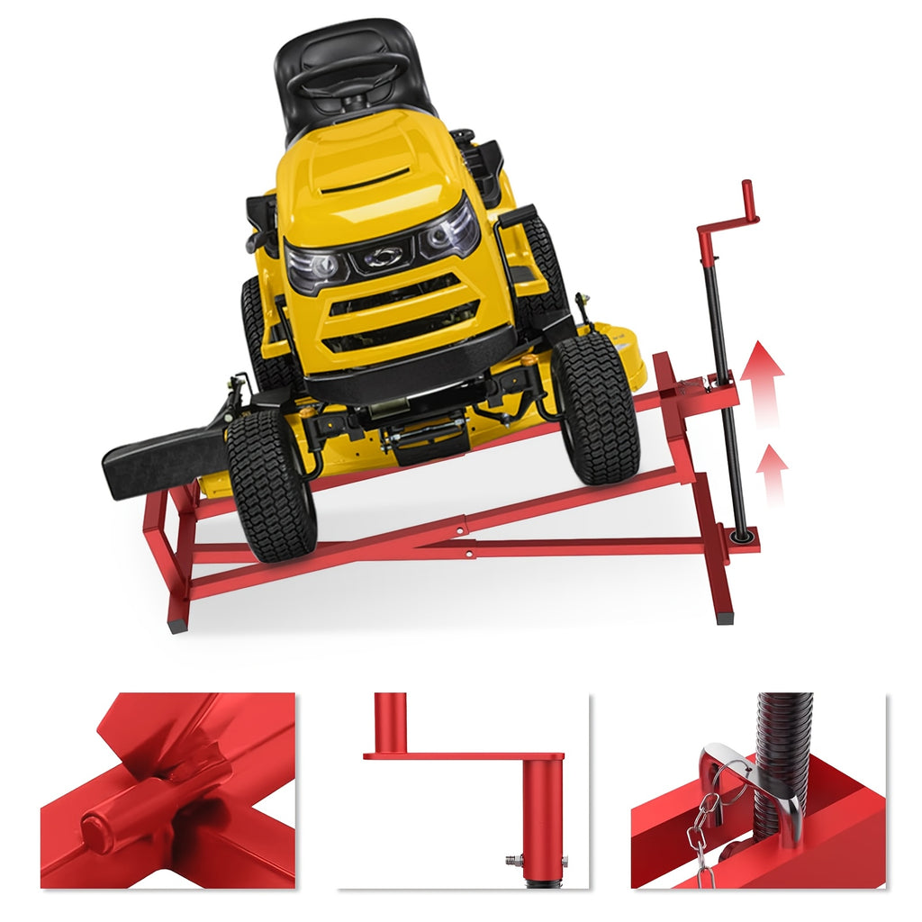 890 Lbs Capacity Lifting Jack for Garden Tractors, Riding Lawn Mower Maintenance Lift with Hand Crank And Power Extension Handle, Telescopic Maintenance Jack