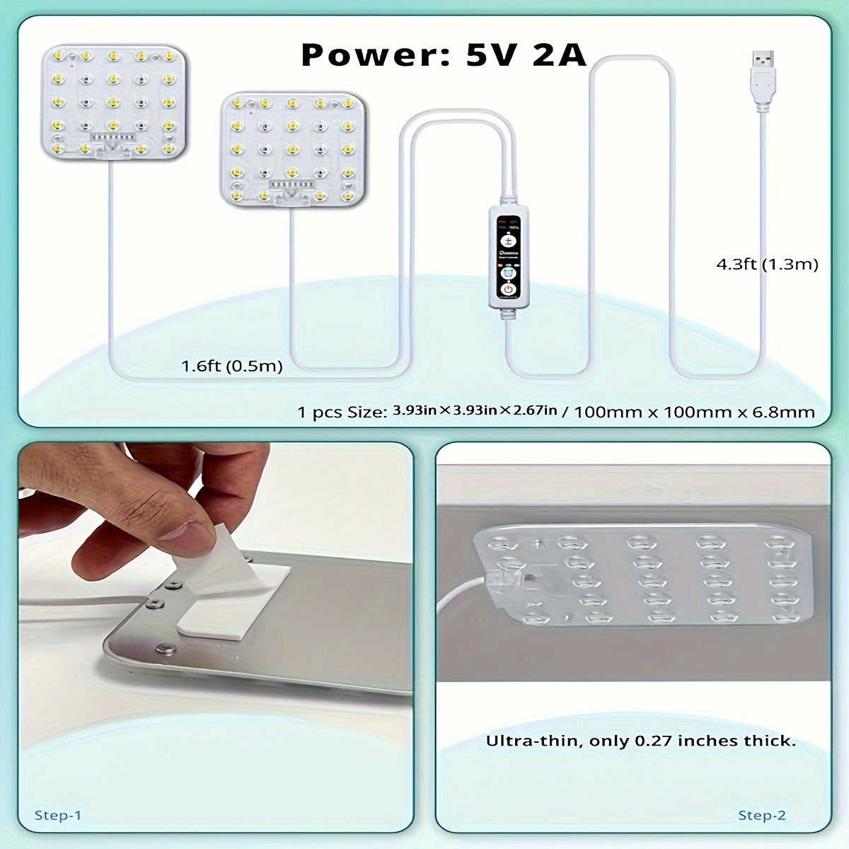 Dommia Full Spectrum LED Grow Light Featuring Adjustable Brightness, Optical Lens, And a Timer for 6, 12, Or 16 Hours - Powered by USB, Ideal for Indoor Plants And Suitable for Gardening Under Cabinets