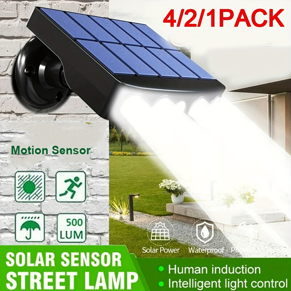 1/2/4 Pack Commercial Solar Wall Lights Outdoor - Smart Motion Sensor, IP44, Auto On/Off Dusk to Dawn for Courtyard, Porch, Deck & Garden Security Lighting (Acrylic Cover, 120° Wide Beam), Solar Lights Outdoor