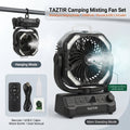 31-INCH TAZTIR 20000mAh Dual Motor Camping Basic/Mist/Mist + Scalable Fan|4in 1-FAN & Humidifier & Lantern & Power Bank, Height Adjustable, with Lighten, 100 Speeds(Stepless Adjustment), Remote Control, Portable with Hook for Tent, Ideal for Camping